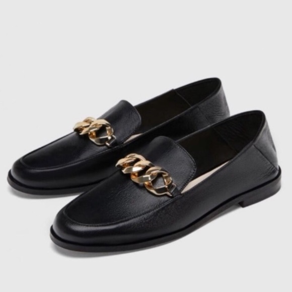 Zara Shoes - Zara Basics Leather Chain Link Loafers NWT